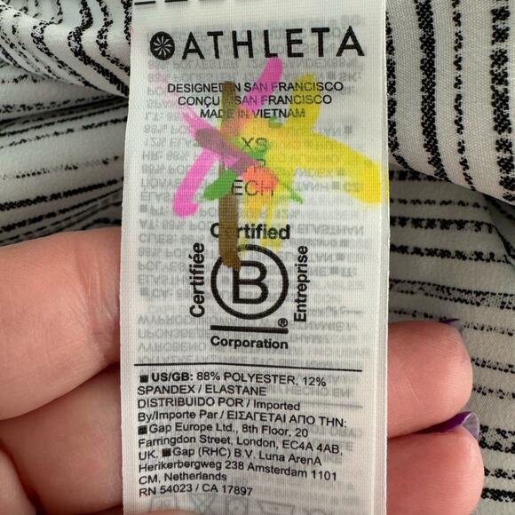 NWT Athleta Arrival Tank Amara Stripe White / Black Cross Back Size XS - Picture 8 of 8